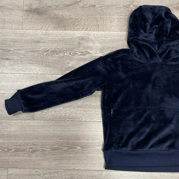 Athleta Girl Navy Feelin’ Great Plush Velour Hoodie Pullover L/12 - Picture 3 of 16